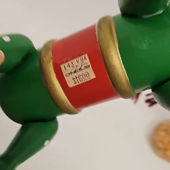 Vintage Classic Green and Red Wooden Rocking Horse w/Yarn Mane Christmas Decor - Picture 7 of 11